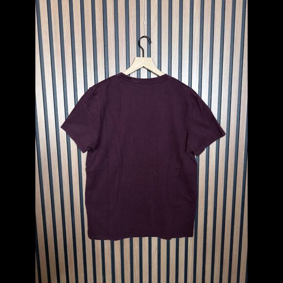 AllSaints T Shirt Large Mens Burgundy Tonic Crewneck Short Sleeve RamSkull Tee - Picture 2 of 7